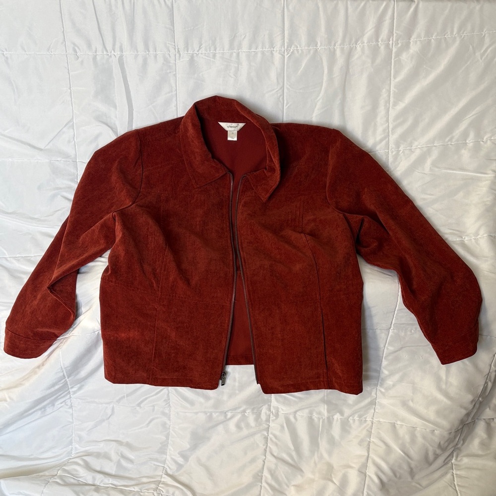CJ Banks Brick Red Rust Brown Textured Jacket